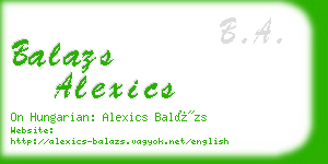 balazs alexics business card